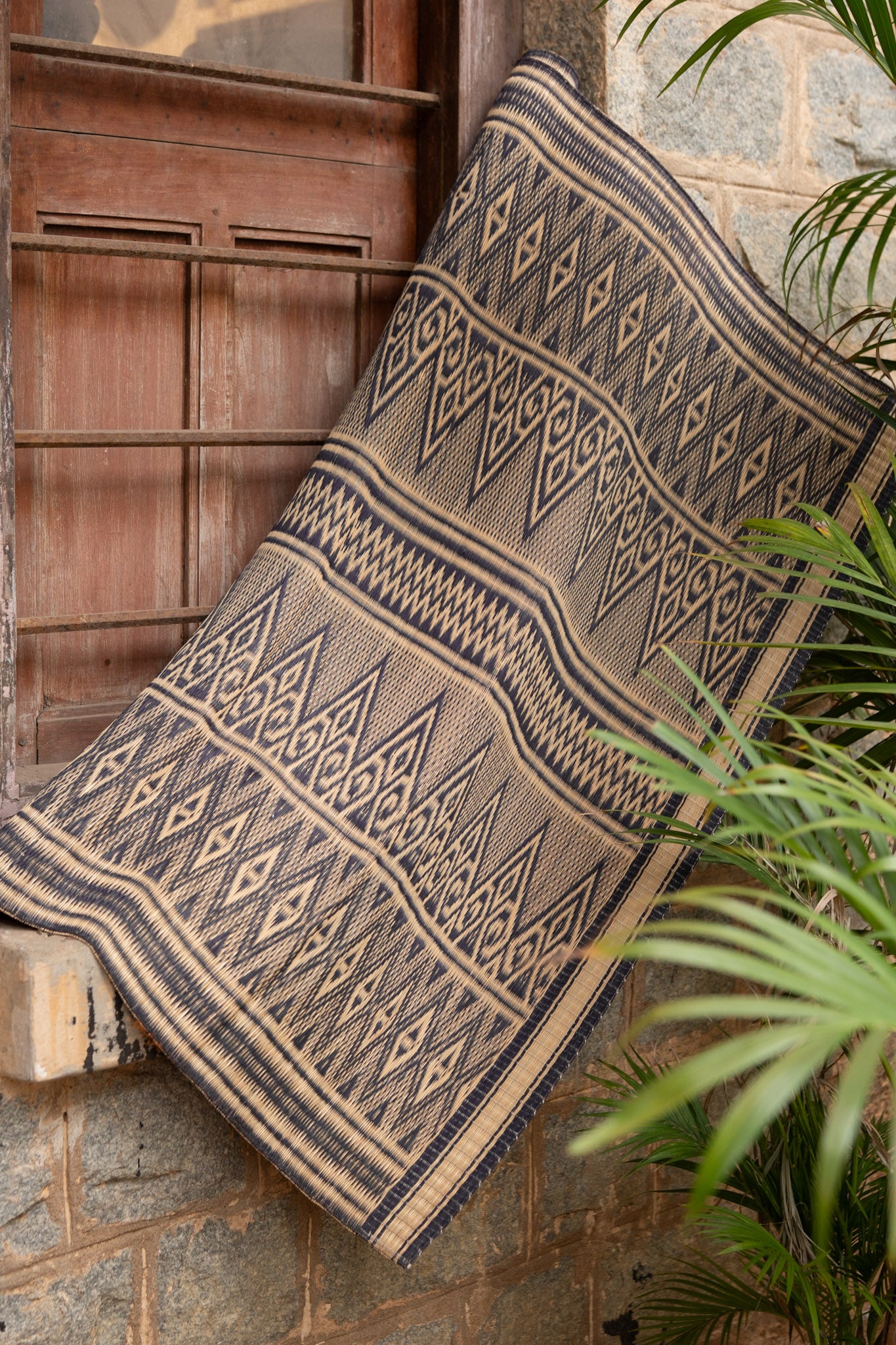 Damini Fine Floor Mat Ink Blue with Natural