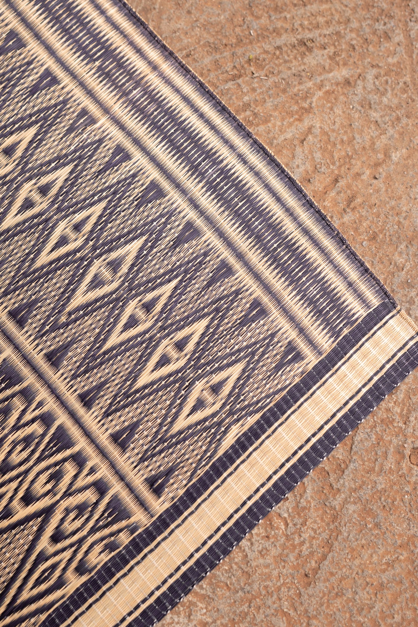 Damini Fine Floor Mat Ink Blue with Natural