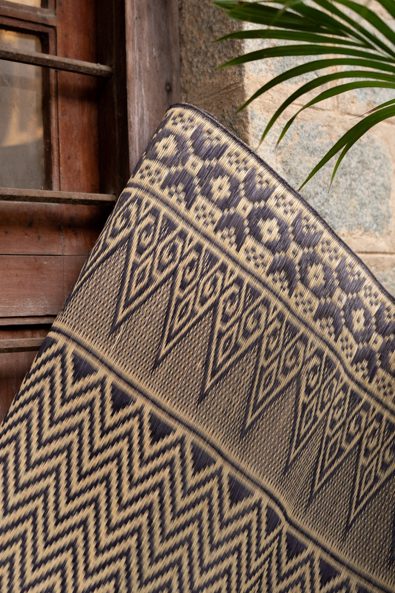 Damini Fine Floor Mat Ink Blue with Natural