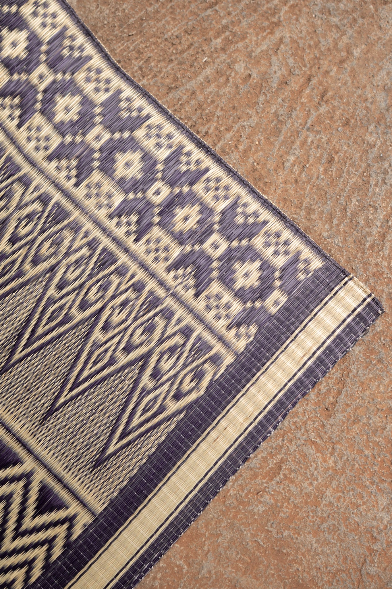 Damini Fine Floor Mat Ink Blue with Natural