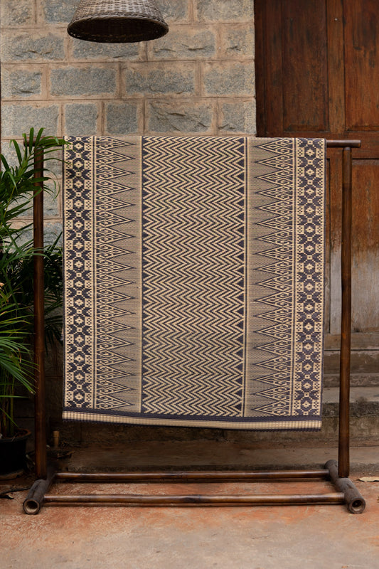 Damini Fine Floor Mat Ink Blue with Natural