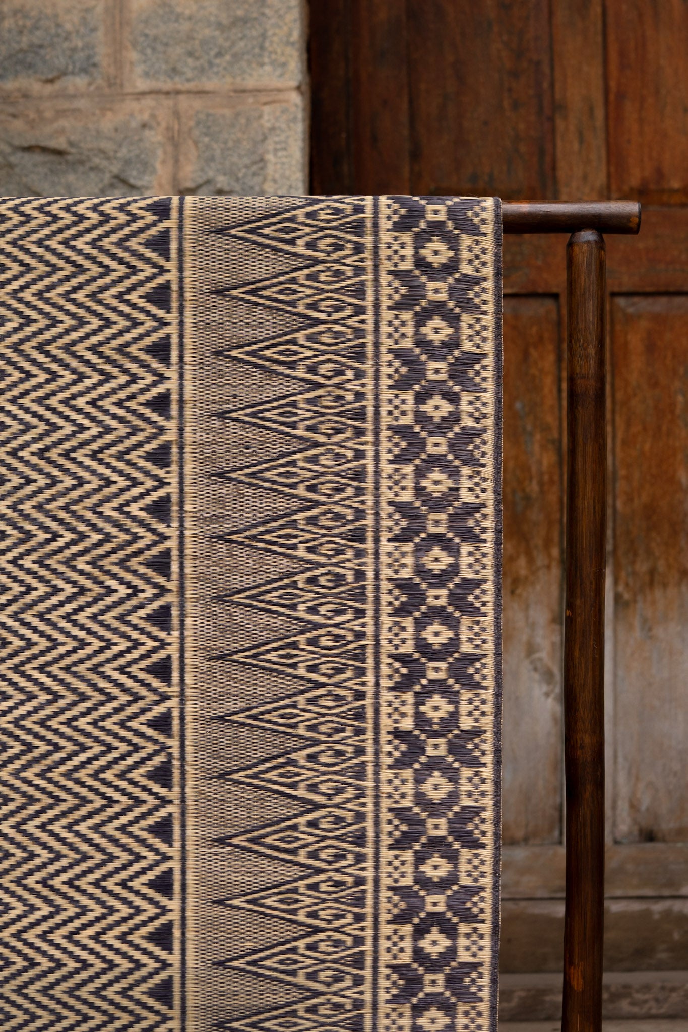 Damini Fine Floor Mat Ink Blue with Natural