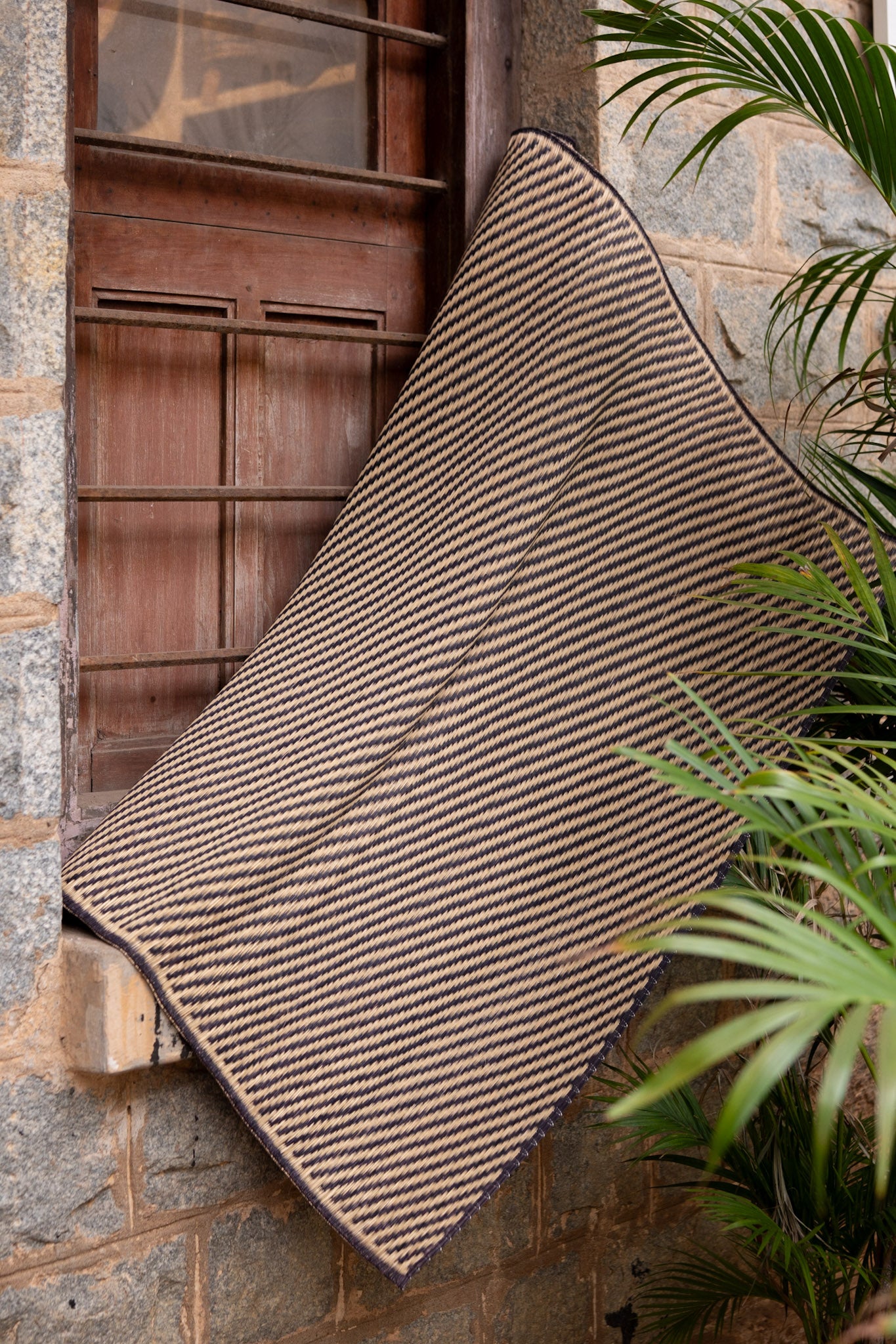 Damini Fine Floor Mat Ink Blue with Natural