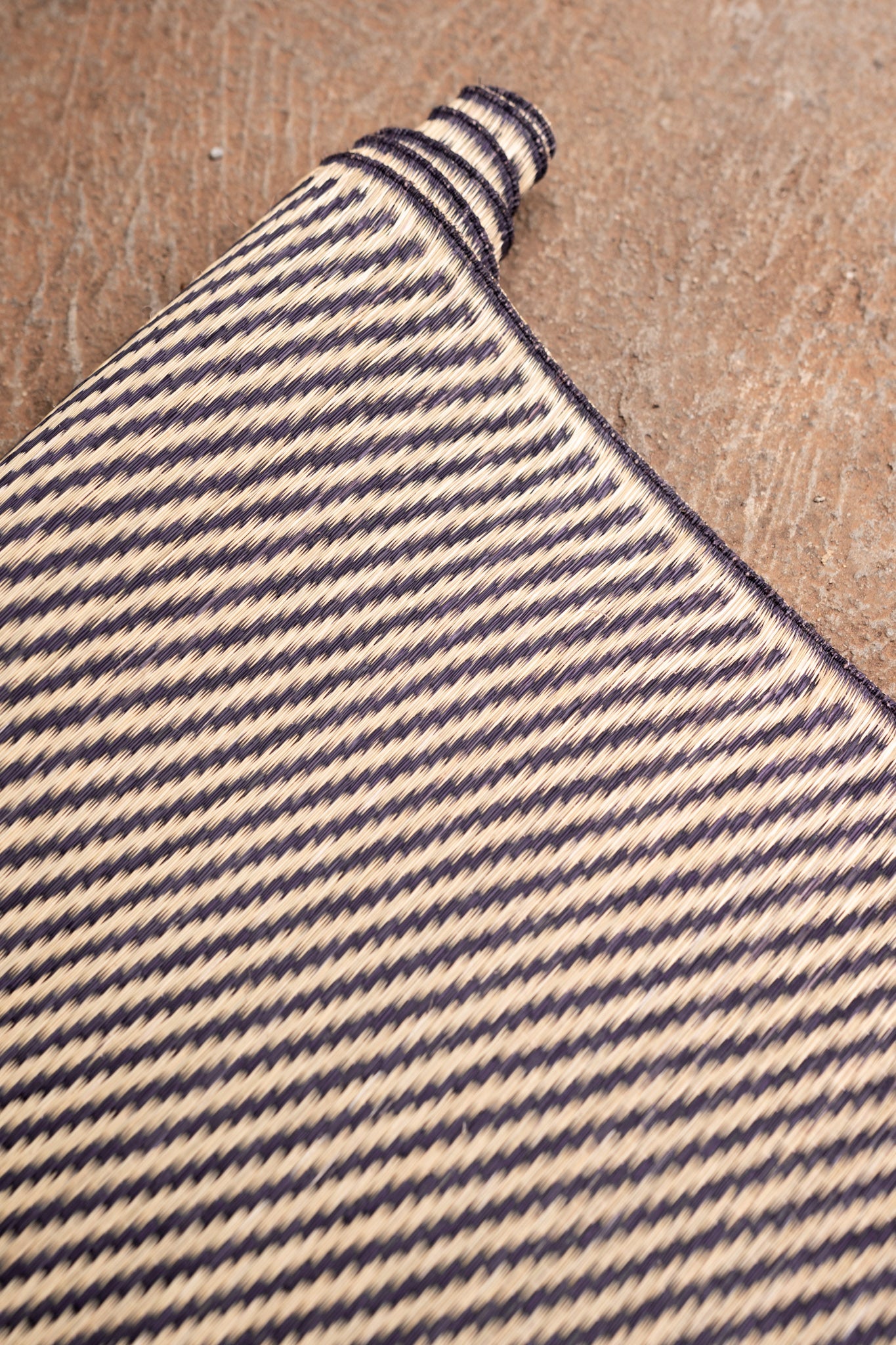 Damini Fine Floor Mat Ink Blue with Natural