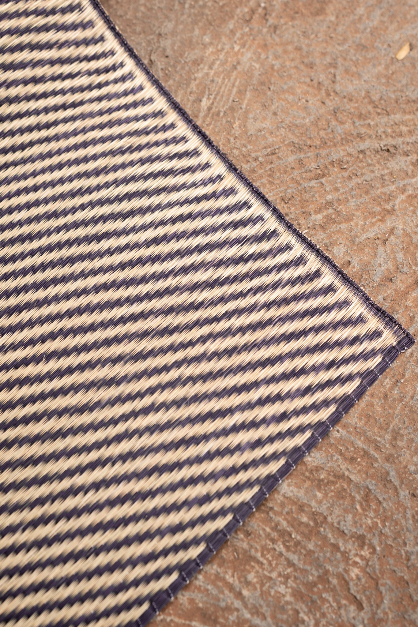 Damini Fine Floor Mat Ink Blue with Natural