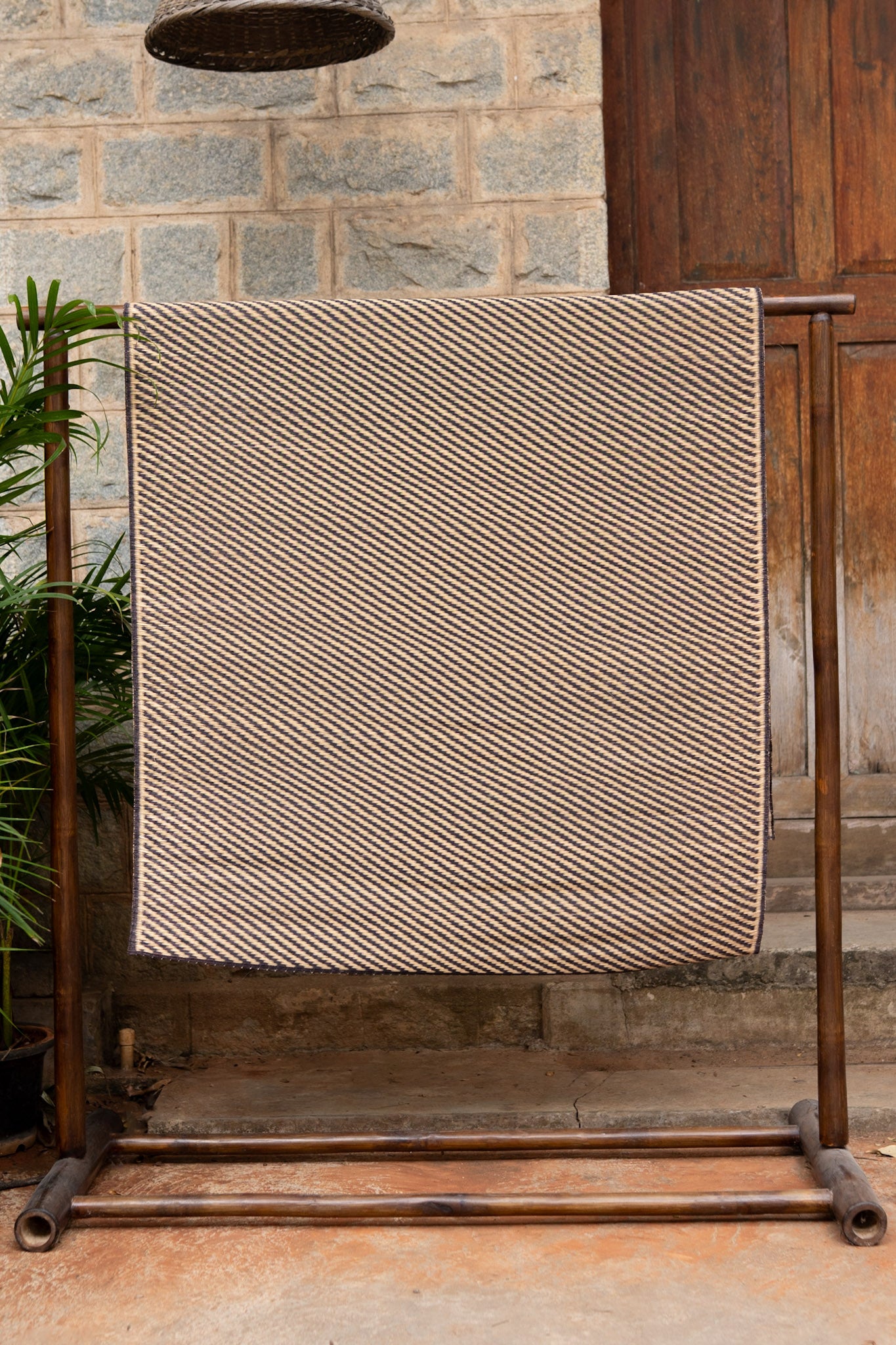 Damini Fine Floor Mat Ink Blue with Natural