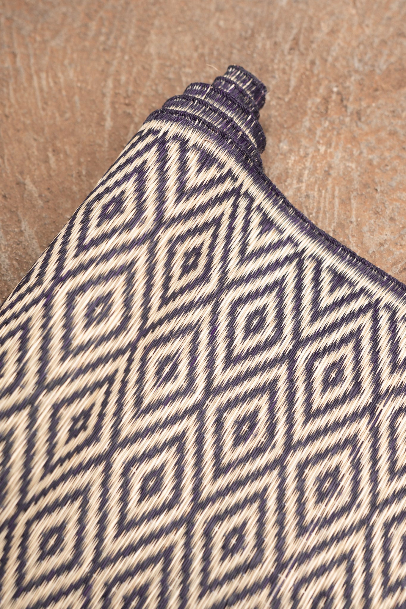 Damini Fine Floor Mat Ink Blue with Natural