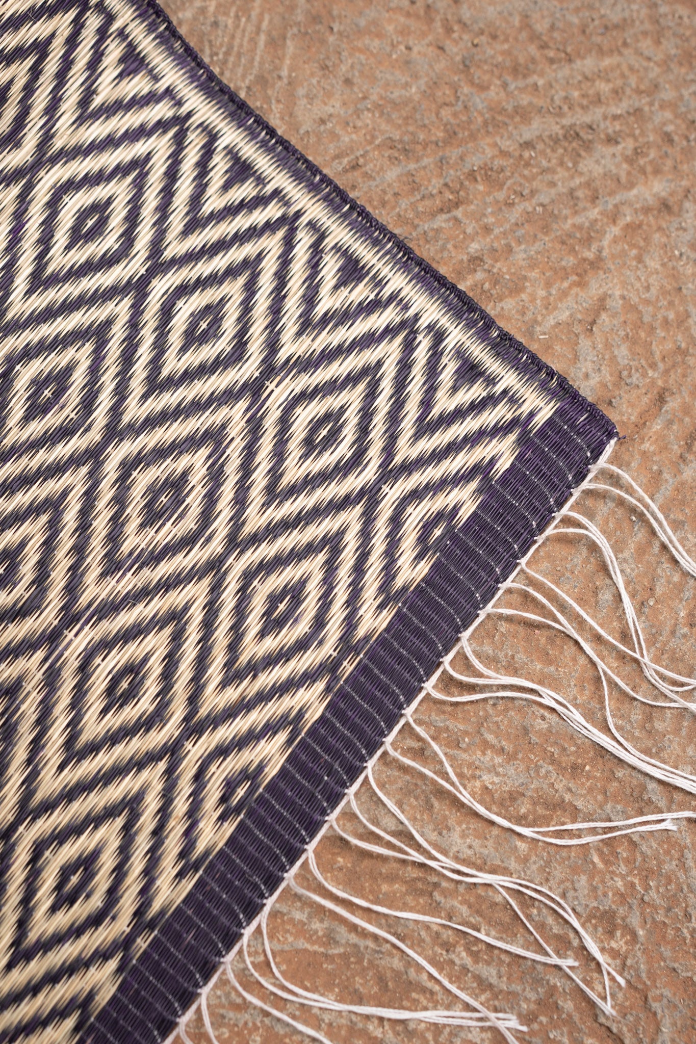 Damini Fine Floor Mat Ink Blue with Natural