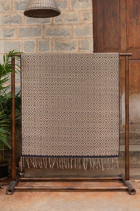 Damini Fine Floor Mat Ink Blue with Natural
