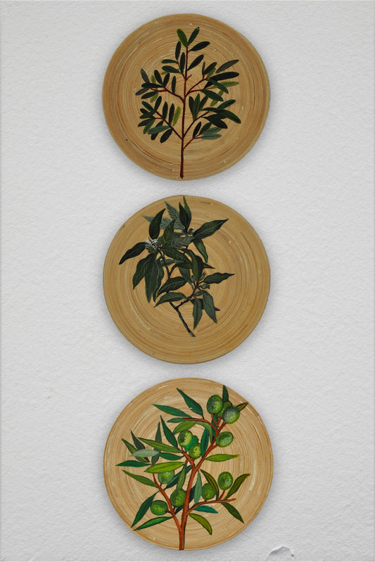 Hand-Painted Spun Bamboo Wall Plates S