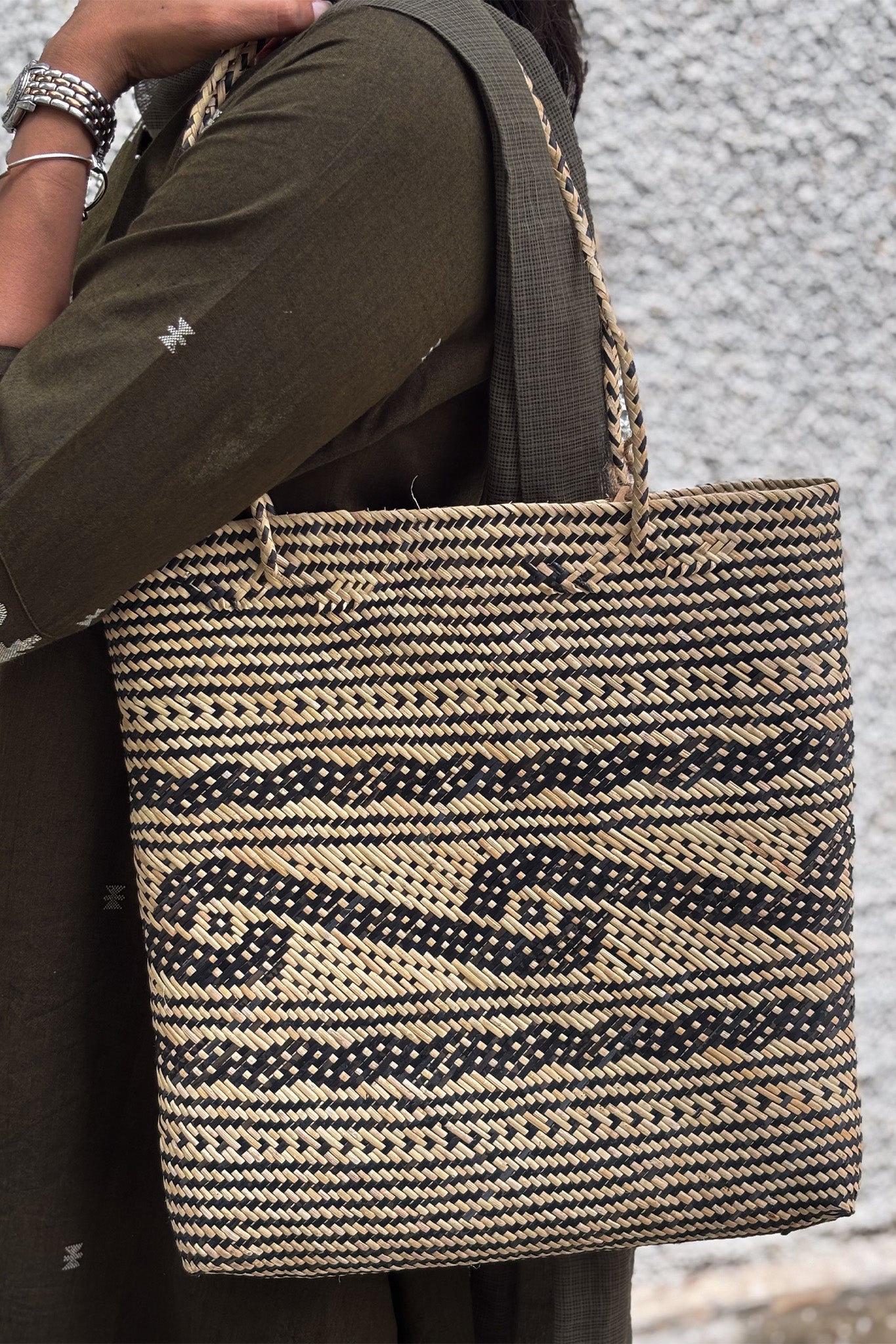Midori Bamboo Handbag with Motif