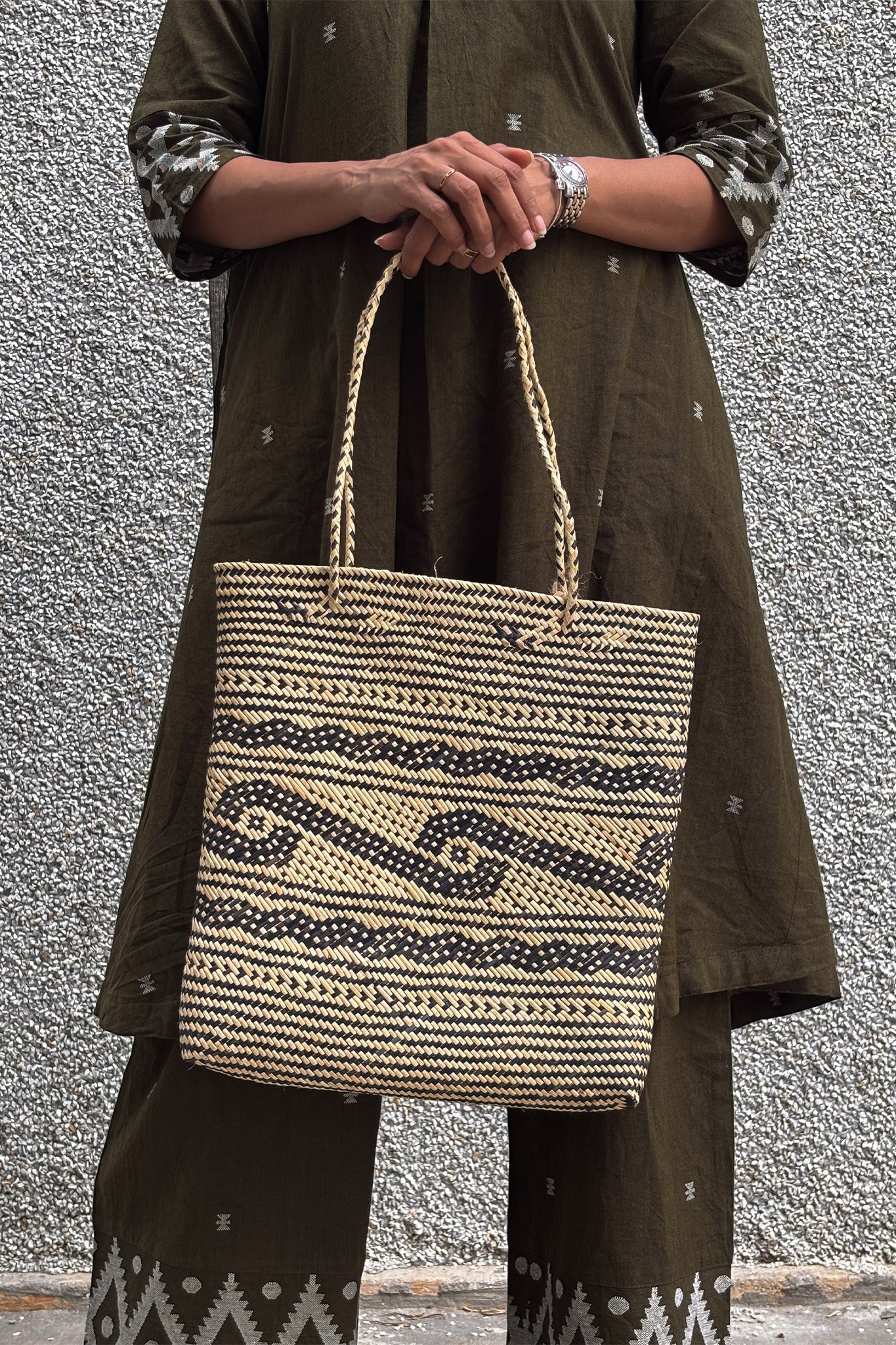 Midori Bamboo Handbag with Motif
