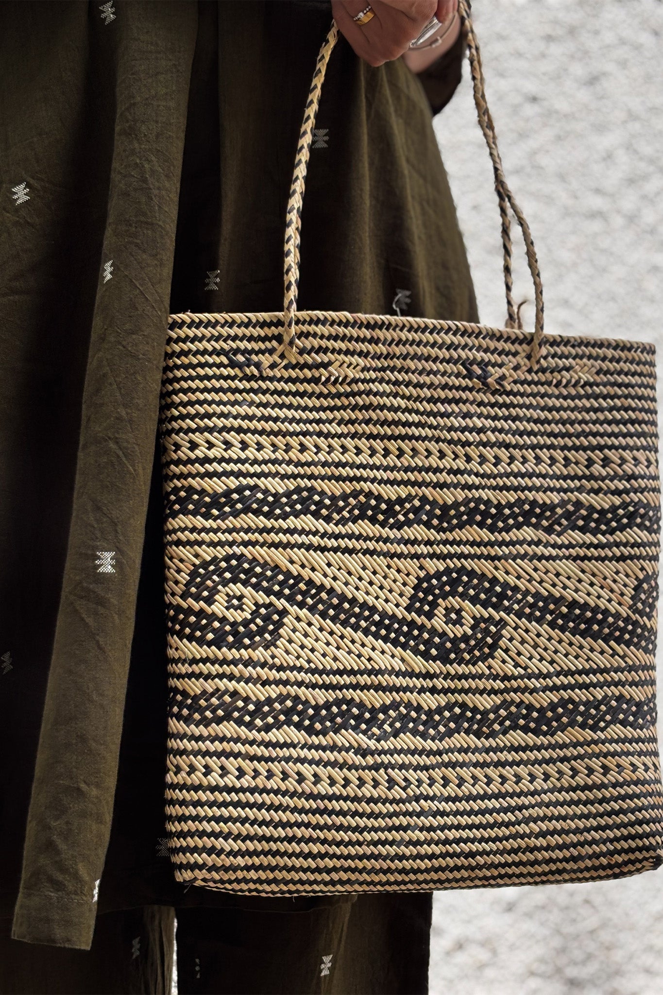 Midori Bamboo Handbag with Motif