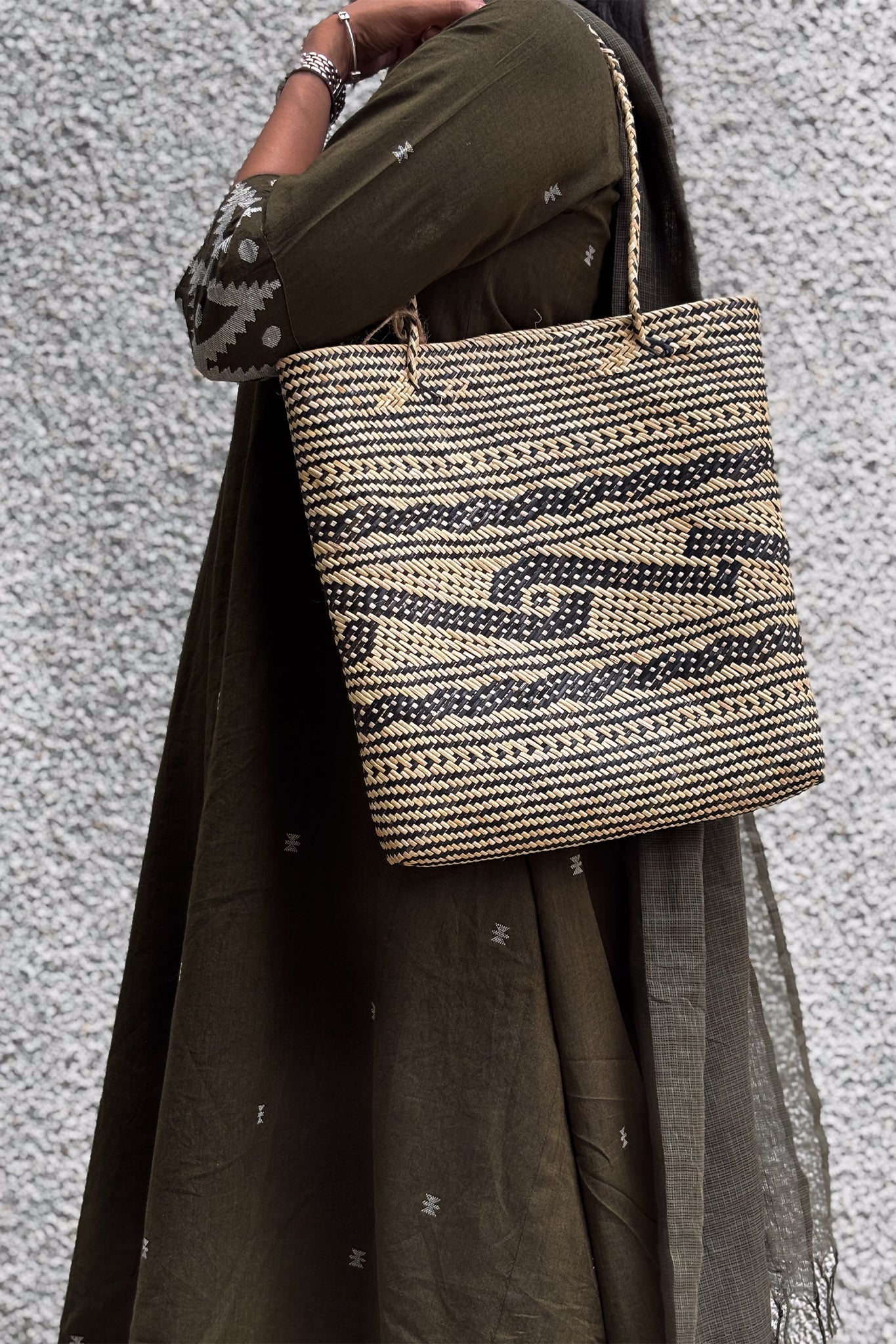 Midori Bamboo Handbag with Motif