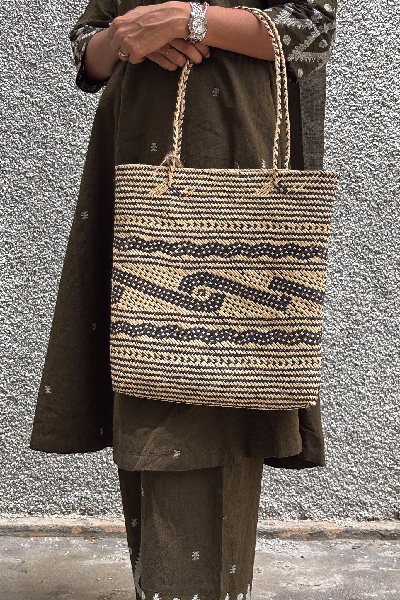 Midori Bamboo Handbag with Motif