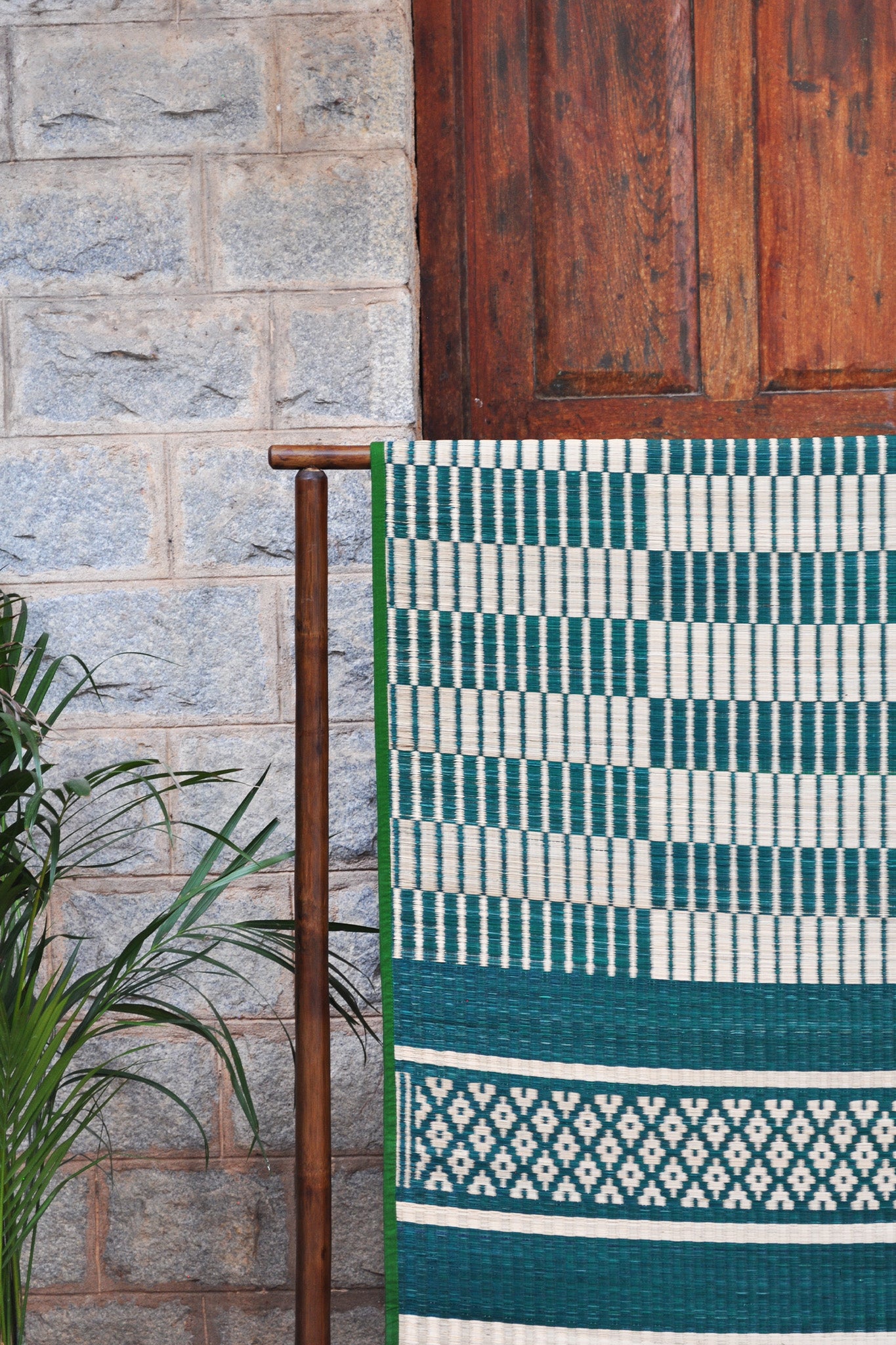 Damini Floor Mat Green & White Check