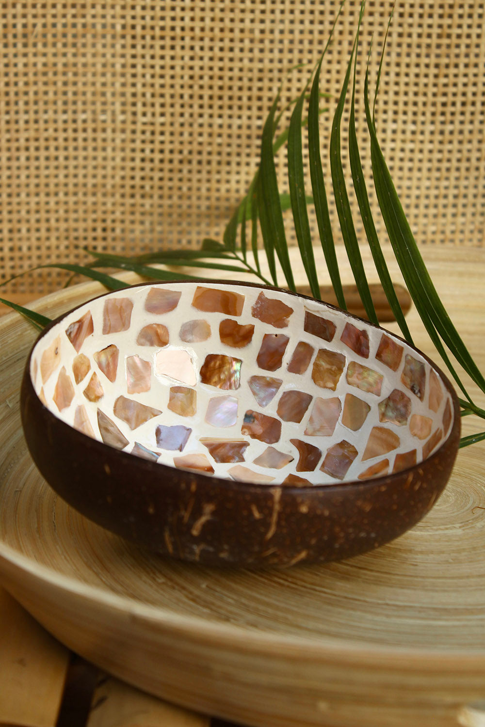 Coconut Bowl - Mother of Pearl - Peach Mosaic