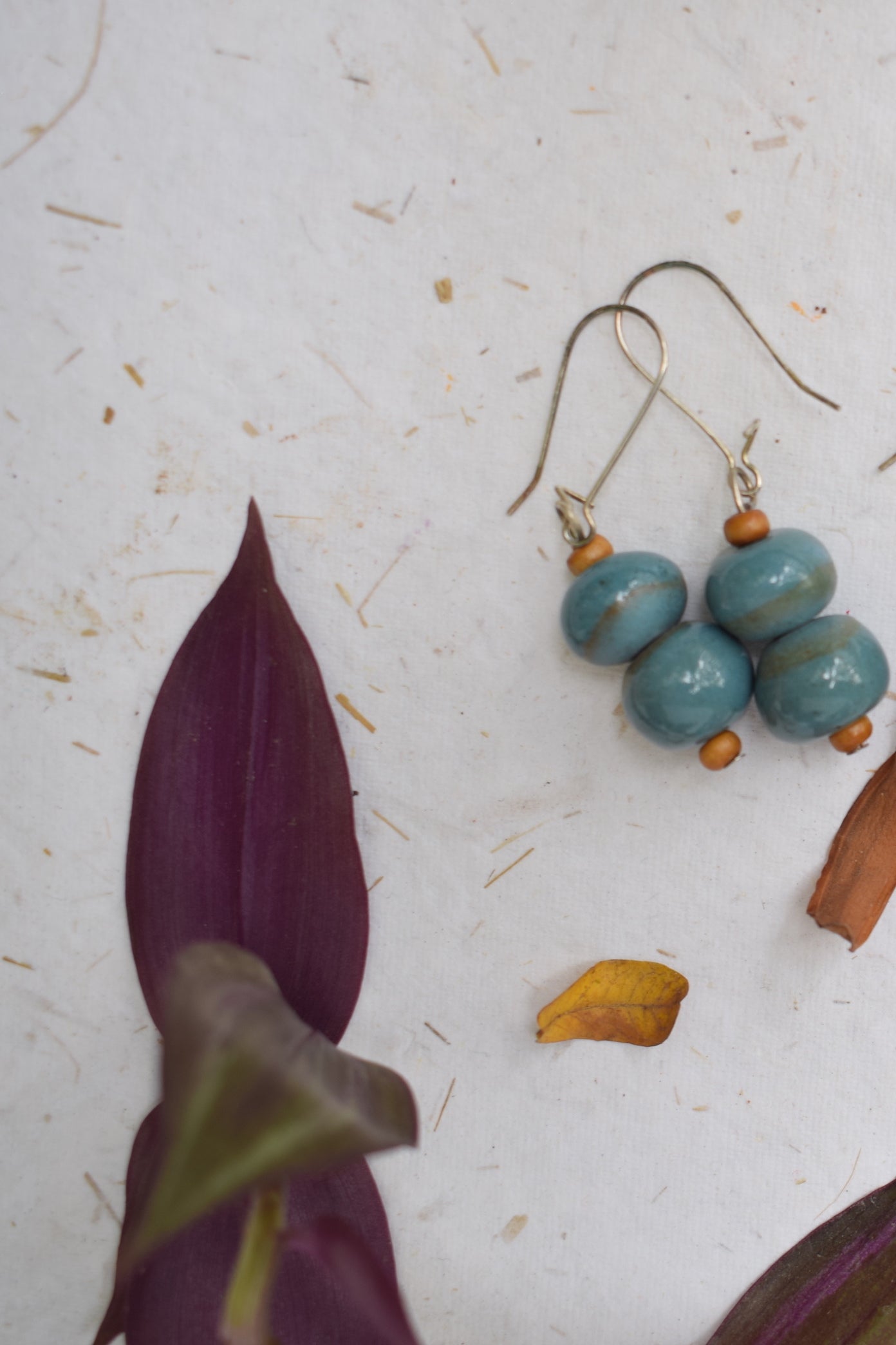 Sto Beads Ochre Earring - Blue